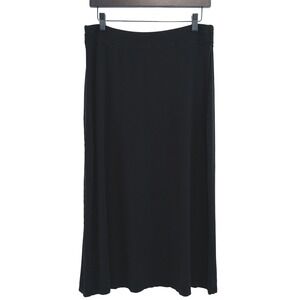 Liz Claiborne Maxi Skirt Women Petite Large Black Stretch Knit Modest Basic